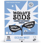 Molly’s Suds Laundry Detergent Sheets | Gentle on Sensitive Skin, Powerful Bio-Based Enzymes, Stain-Fighting | Liquidless & Plastic-Free Packaging | 70 Loads (Ocean Mist)