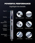 Mini Electric Screwdriver Cordless Set,60 PCS Magnetic Bits Screwdriver Set with 3-Level Torque,LCD Display,Demagnetizer/Magnetizer,LED Lights,Repair Tool Kit for Camera,Toys,Phone