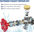 Outdoor Faucet Repair Kit, Frost-proof Valve Leak ASSE 1019-A Repair Kit, Anti-Siphon Valve VACVBKX1B Vacuum Breaker Repair Kit, Wall Hydrant Complete Replacement Kit, Hose Faucet Fitting Repair Kit