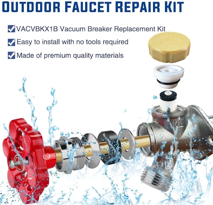Outdoor Faucet Repair Kit, Frost-proof Valve Leak ASSE 1019-A Repair Kit, Anti-Siphon Valve VACVBKX1B Vacuum Breaker Repair Kit, Wall Hydrant Complete Replacement Kit, Hose Faucet Fitting Repair Kit