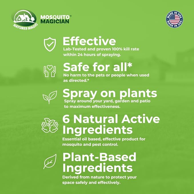 Mosquito Magician Natural Bug Spray for Body – Kid Safe Mosquito Repellent Spray with Natural Essential Oils, Kills, Repels, & Prevent Travel Size Bug Spray for Kids & Family – Cedarwood, 4 OZ