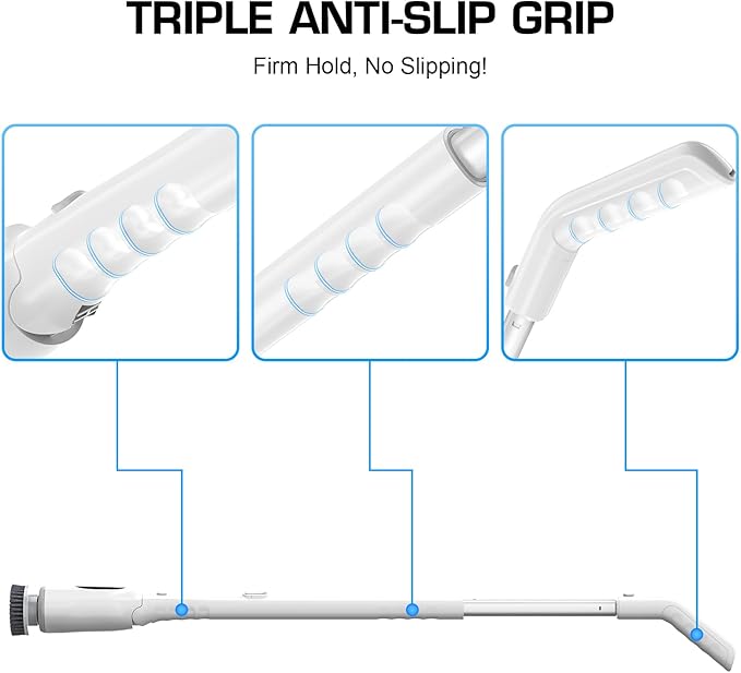 Shower Scrubber, Electric Spin Scrubber with 2025 New Upgraded Motor, User-Friendly Design, 3 Adjustable Angles & Speeds, 8 Brush Heads for Cleaning Bathroom, Cleaning Supplies for Tire, Windshield