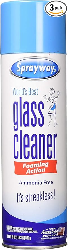 Sprayway Streakless Glass Cleaner 19 Ounce (Pack of 3) Made in USA, Blue and White (Package may vary)