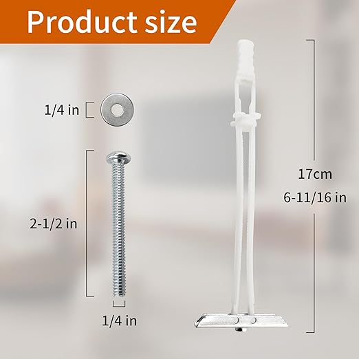 Drywall Anchor with Included Bolts and Washers for 1/4”-20,Toggle Bolt,Heavy Duty Hollow Drywall Anchors for TV Mounting Kit, Hollow-Wall Anchors Screws Kit That Hold 270 Lbs-40PCS