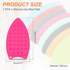 PATIKIL Silicone Iron Rest Pad, Multipurpose Hot Heat Resistant Iron Rest Plate Protective Pad for Ironing Board Hot Resistant Steamer Steam Compact Mat, Rose Red