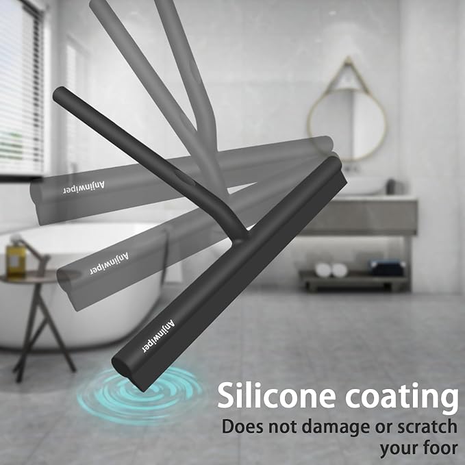 All-Purpose Shower Squeegee for Glass Doors, Silicone Squeegee for Bathroom, Shower Doors, Mirrors, Tiles