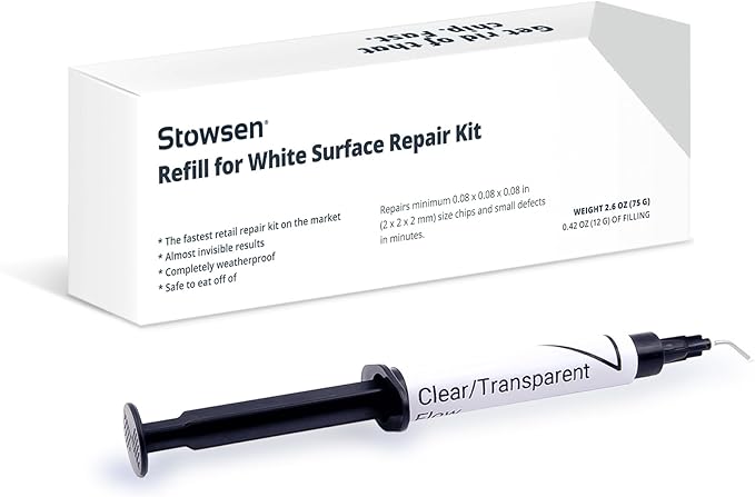 Refill for White Surface Repair Kit - Fix Chips & Defects in Minutes | Restore Tiles Bathroom Fixtures and Countertops with Ease | for Porcelain Fiberglass Corian Acrylic Ceramic Enameled and More