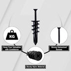 KURUI Black Self Drilling Drywall Anchors, 140PCs #8 Dry Wall Anchors and Flat Head Screws Kit, 70 Anchors + 70 Screws, 75LB Heavy Duty Hanging for Picture Frames Wall Decor Art, Sheetrock Hangers