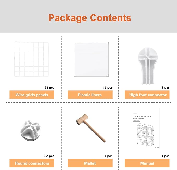 AWTATOS 12 Cube Storage Wire Closet Organizers DIY Stackable Storage Shelves Bookcase Cabinet for Home Office, White