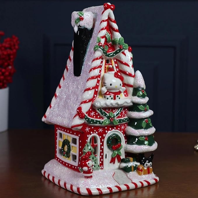 Hello Kitty and Friends Holiday Christmas Candle House, 5.5" L x 5.75" W x 10" H Created by Blue Sky Clayworks