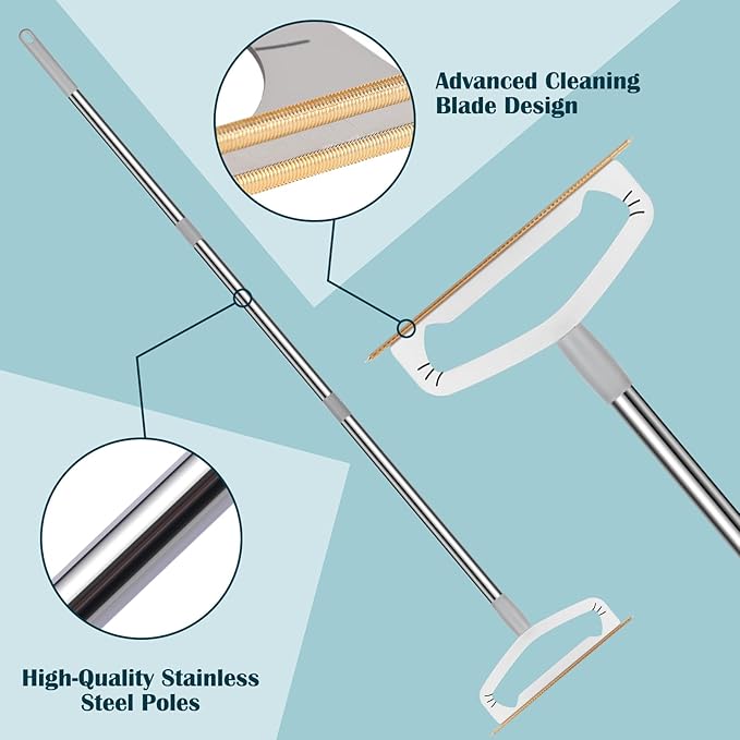 Dog Hair Remover Rake for Carpets - Premium Pet Hair Removal Tool, XL Carpet Rake & Cat Fur Scraper with Extra Long Handle for Rugs, Furniture, and Car Interiors