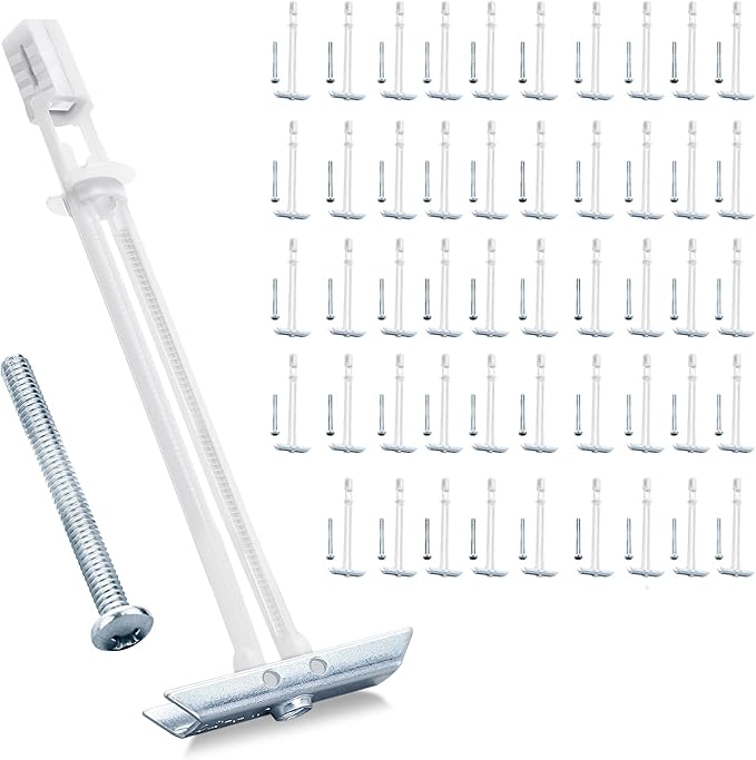 Heavy Duty Drywall Anchor Bolts with 1/4"-20 Fastener Suitable for TV Mounting Hollow Wall Anchor Bolt Screw Kit Supports Up to 270 lbs Each on 1/2 Inch Drywall Pack of 50