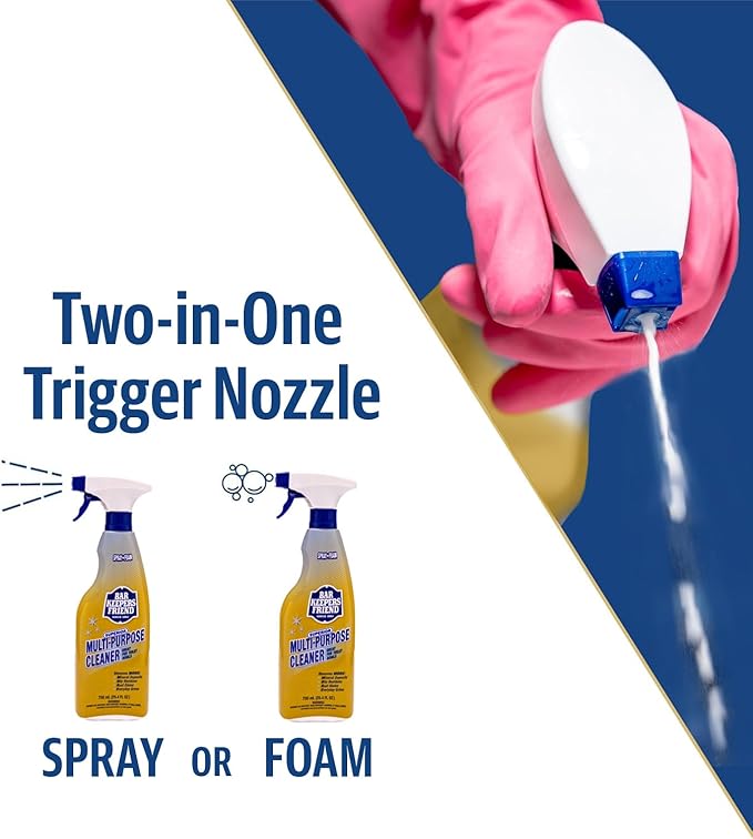 Bar Keepers Friend MORE Spray + Foam Multipurpose Cleaner (2 x 25.4 oz) & Dish Fish Dual Sponge for Bathroom, Kitchen & Outdoor Use on Stainless Steel, Aluminum, Brass, Tile, Ceramic, Porcelain & More