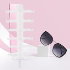Multi-Tier Sunglasses Display Stand Eyewear Organizer 6-Layer Plastic Glasses Holder Rack for Tabletop Storage and Eyeglass Display