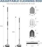 SetSail 4-in-1 Tile Tub Floor Scrubber with 52-inch Long Adjustable Handle Shower Cleaner Brush with V-Shaped Grout Brush and 3 Replacement Brush Heads for Bathroom Kitchen Sink Walls Tub Tile, Grey