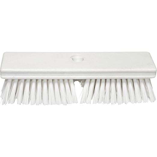 SPARTA Plastic Floor Scrub Brush, Brush Head Only, Deck Brush with ACME Standard Thread Fitting for Deck, Industrial Kitchens, and Hospitals, 10 Inches, White, (Pack of 6)