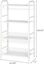 JSB 4-Tier Adjustable Shelving Unit, Heavy Duty Storage Rack Organizer Metal Corner Shelf for Kitchen Living Room Laundry Pantry Bathroom (White, 4 Tier)…