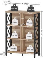 FATORRI 6 Cube Storage Organizer Shelf, Wood and Metal Cubby Bookcase, Industrial 4 Tier Cube Bookshelf (Rustic Oak)