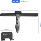 All-Purpose Silicone Shower Squeegee for Shower Glass Door,with 1 Hooks,for Bathroom Glass, Car, Tile Wall, Mirror Cleaning - Flower Shaped Handle for Easy-Grip 12 Inch Black