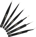 6PCS Precision Tweezers Set, ESD Anti-Static Heavy-Duty Stainless Steel Electronic Tweezers for Electronics Repair, Laboratory, Soldering, Jewelry Making Tools Straight & Curved Tips, Precision Tools