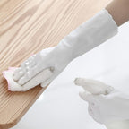 Bamllum Rubber Cleaning Gloves - 3 Pairs Latex Free Kitchen Cleaning Gloves with Cotton Liner- Household Dishwashing Gloves, Non- Slip Waterproof (Large, Blue+Pink+White)