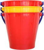 Spielstabil 3 Pack - Large Sand Pails Beach Toys (3 Buckets Included - Colors Vary) - Made in Germany