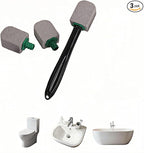 Pumice Toilet Bowl Cleaning Stone with Handle, Replaceable Heads, Natural Pumice Scrubber for Hard Water Stains, Multi-Surface Safe, 9.5 Inch, 3 Refills Included