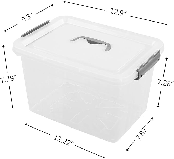 Bringer 6-Pack Clear Plastic Latching Storage Box, Plastic Box, 10 L