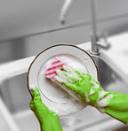 Cleanbear Reusable Dish Washing Rubber Glove Set of 3, Household Cleaning Gloves for Washing