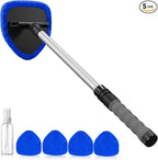 desin Windshield Cleaning Tool, Car Window Cleaner Windshield Cleaner with 4 Reusable and Washable Microfiber Pads and Extendable Handle Auto Inside Glass Wiper Kit