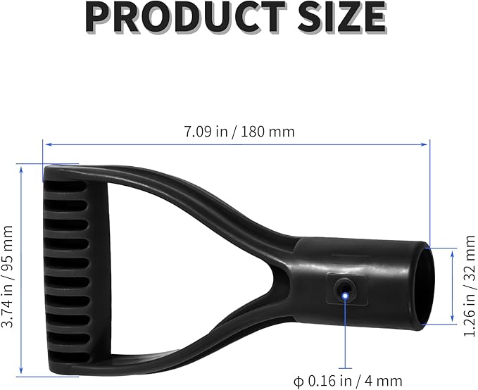 ID 1.26" Black Shovel D-Shaped Grip Handle,PVC Shovel D Straight Grip Handle,Plastic Spade Replacement Snow Removal Garden Accessorie Backyard Digging,7.09×3.74-in(H*T)