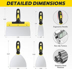 DEKEones Putty Knife Set, 4PCS Stainless Steel Scraper Paint Tool with Comfortable Grip for Drywall Repair, Wallpaper Removal and Plaster Scraping(2,4,6,8in)