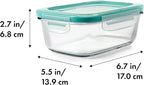 OXO Good Grips 3.5 Cup Smart Seal Glass Rectangle Food Storage Container, Clear (Pack of 2)