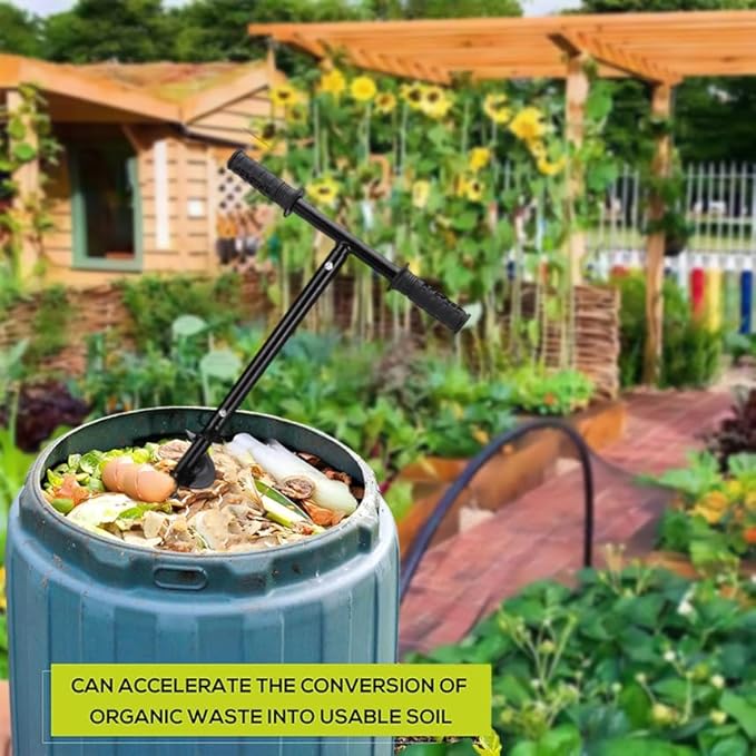 Compost Turner Aerator,Compost Stirrer Tool for Outdoor Composting Manual Compost Bin Aerator Rotating Aerator Soil Tiller