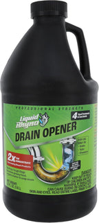Liquid Rhyno 62 oz. Drain Opener, 2X Concentrate Hair Clog Remover for Sink, Bathtub or Shower Drains, Fast Acting Pro Strength Clears Slow-Flowing Drains, Safe for all Drain Pipes, 4 Treatments