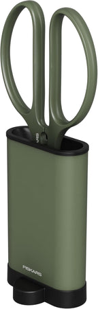 Fiskars Shaper Plant Shears, Precision Indoor Gardening Snips with Storage Caddy, Forged Stainless Steel Blades for Clean Cuts on Broad Leaves, Ambidextrous Handles & Stem Stripper, 6"