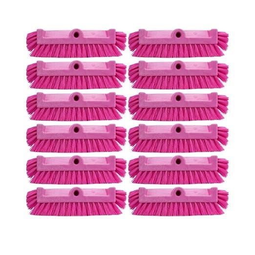 SPARTA Multi-Level Tile Scrub Brush 12" Wide Brush Head, Heavy-Duty Tile Cleaning Brush with End Bristles for Commercial Tiles, Tubs and Floor, Plastic, 12 Inches, Pink, (Pack of 12)