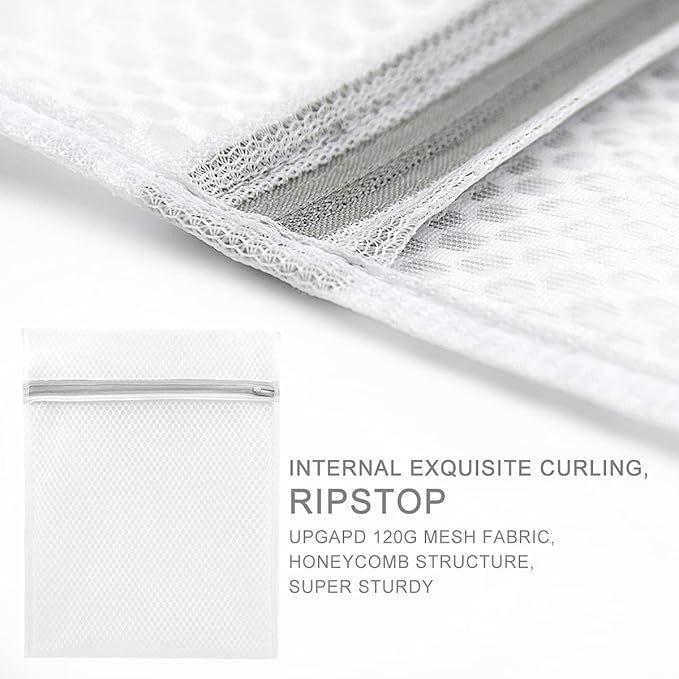 Muchfun 5Pcs Durable Honeycomb Mesh Laundry Bags for Delicates (1 Large 16 x 20 Inches, 2 Medium 12 x 16 Inches, 2 Small 9 x 12 Inches)