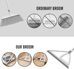 Household Broom with Dustpan, Squeegee Broom for Floor, Aluminum Handle for Floor, Glass, and Tile (White M1)