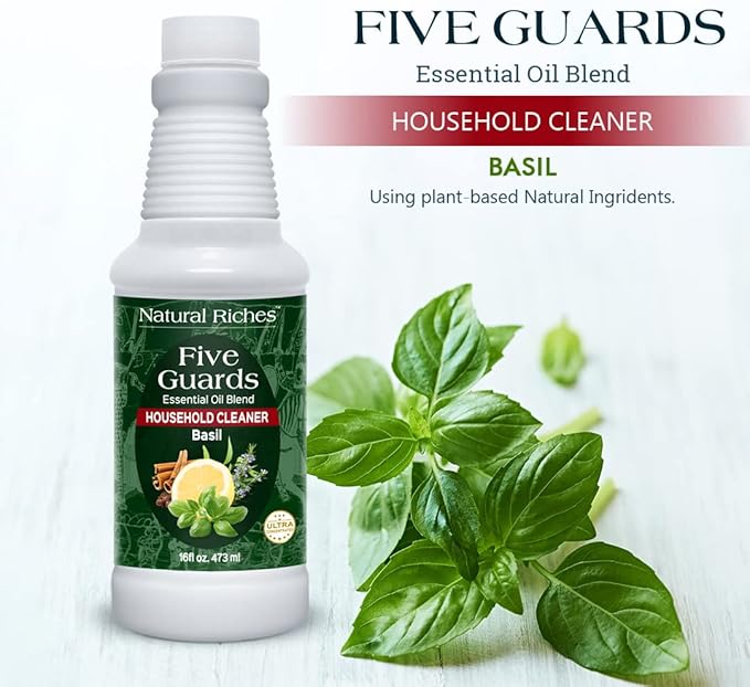 Natural Riches Household Cleaner Concentrate Five Guards with Basil from The Tales of stories of French Thieves Essential oil Blend household cleaner - 16 fl oz