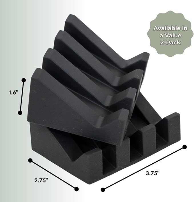 Silicone Soap Dish – 2 Pack, Waterfall Drainer Soap Holder for Bathroom, Suction Cups for Non-Slip Saver for Bar Soap, Sponge Holder & Sink Organizer, Extend Life, Durable & Easy to Clean (Black)