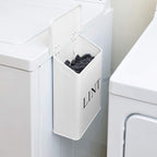 Calindiana Modern Farmhouse Metal Magnetic Lint Bin for Laundry Room Decor and Accessories with Lid and Laundry Room Organization and Storage Wall Mount Space Saving Washer and Dryer Trash Can, White