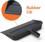 Superio Wide Plastic Dustpan with Comb - 16" Wide, Rubber Lip, Broom Handle Clip, Grey