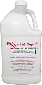 Essential Depot 10 lbs Bottle Food Grade Sodium Hydroxide Lye Evenly-Sized Micro Pels (Beads or Particles) - Lye Drain Cleaner - HDPE Container with Resealable Child Resistant Cap and Handle