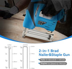 2 in 1 Nail Gun Battery Powered, 20V Cordless Nail Gun,400pcs Nails, 400pcs Staples, 2 * 2.0Ah Li-Ion Batteries and Charger, Brad Nailer for Home Improvement & DIY