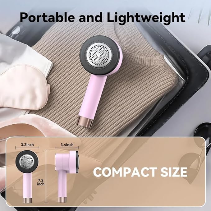 Fabric Shaver Lint Remover: Rechargeable Lint Shavers for Clothes with LED Display 3 Speeds and 6-Leaf Blades, Portable Electric Lint Shaver to Remove Fuzz Ball Pilling from Sweater Furniture