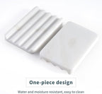 2PCS Koville African Natural Marble Soap Dish for Shower, Stone Soap Tray for Bathroom, Bar Soap Holder for Sink, Stripe Grooves Saver Keep Bars Dry Easy Clean (Namib Bianco)