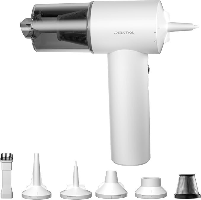 REIKIYA Portable Air Duster 150000RPM Super Power, 18000Pa Cordless Vacuum Cleaner Rechargeable Handheld Pump with LED Light, Adjustable Dust Blower for Computer Keyboard Car House Outdoor