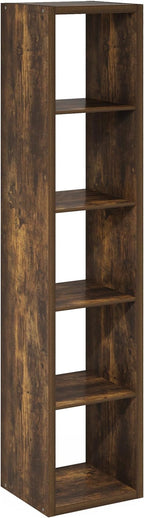 Furinno Cubicle Open Back Decorative Verticle Cube Storage Organizer, 5-Cube, Amber Pine