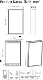Aluminum Bathroom Medicine Cabinet with Farmhouse Black Framed 16x26 Inches Recess or Surface Mount Mirror Cabinet for Bathroom Toilet Kitchen
